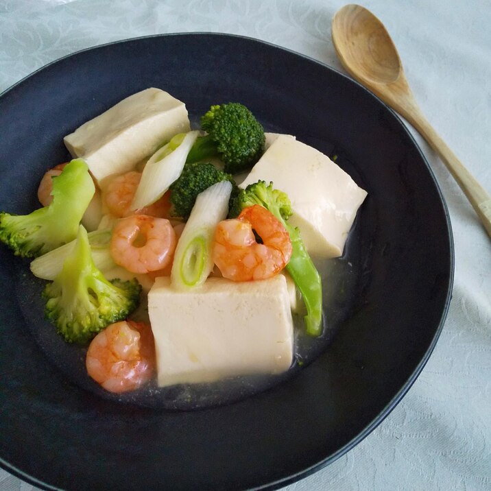 ブロッコリー＆豆腐＆長ねぎの海老入り中華餡♪